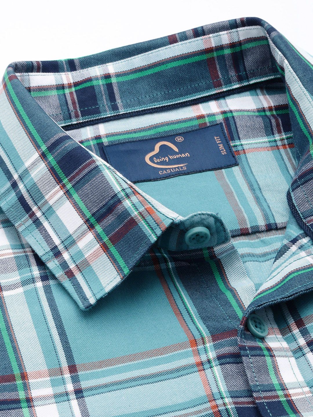 Being Human Slim Fit Opaque Pure Cotton Checked Casual Shirt