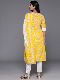 Libas Women Printed Regular Gotta Patti Pure Cotton Kurta with Trousers & With Dupatta
