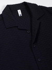 Thomas Scott Men Premium Cuban Collar Textured Cotton Relaxed Fit Casual Shirt
