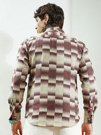 Campus Sutra Men Comfort Fit Geometric Printed Spread Collar Cotton Casual Shirt