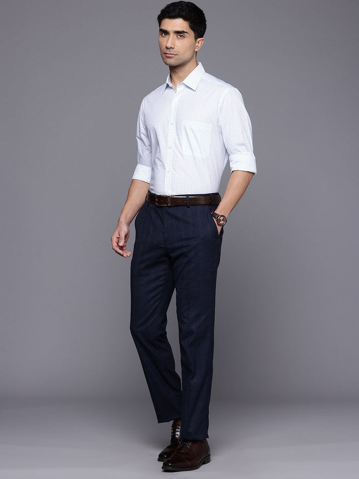 Raymond Slim Fit Micro Checks Pure Cotton Formal Shirt