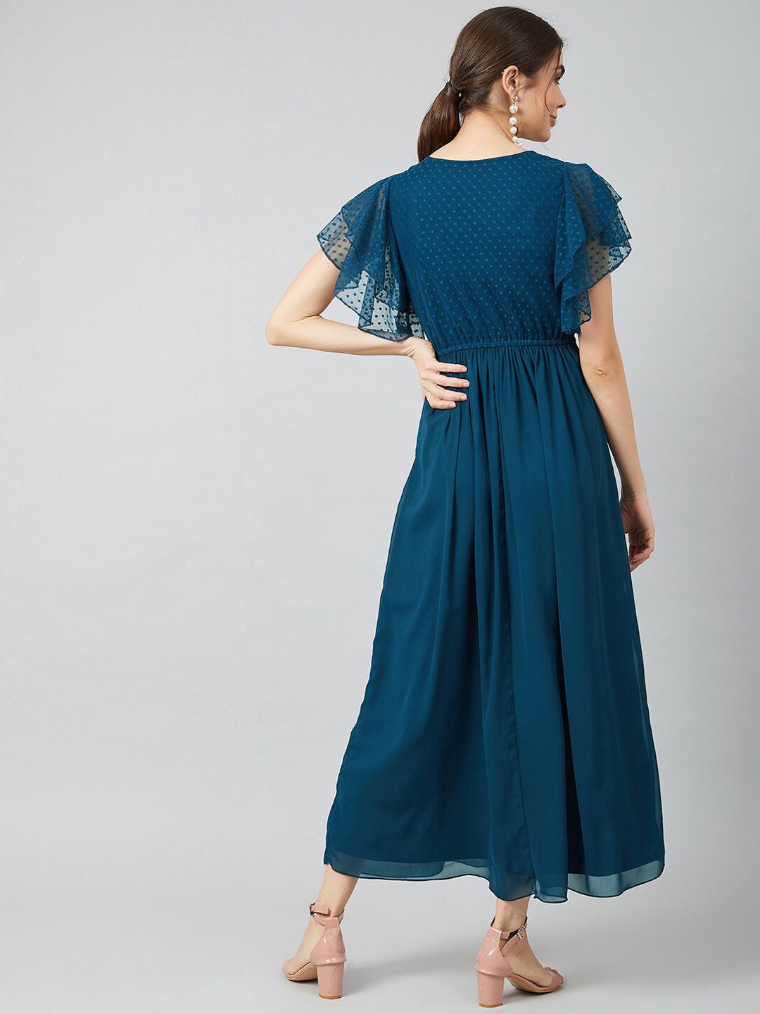 Pakaian maxi bersulam biru athena