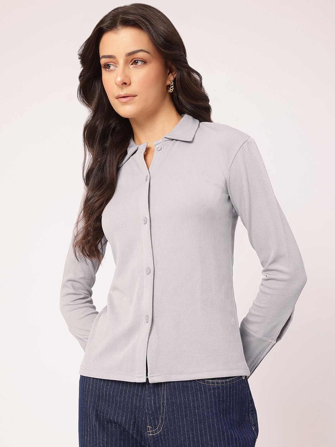 DressBerry Tailored Tradition Slit Sleeves Textured Shirt