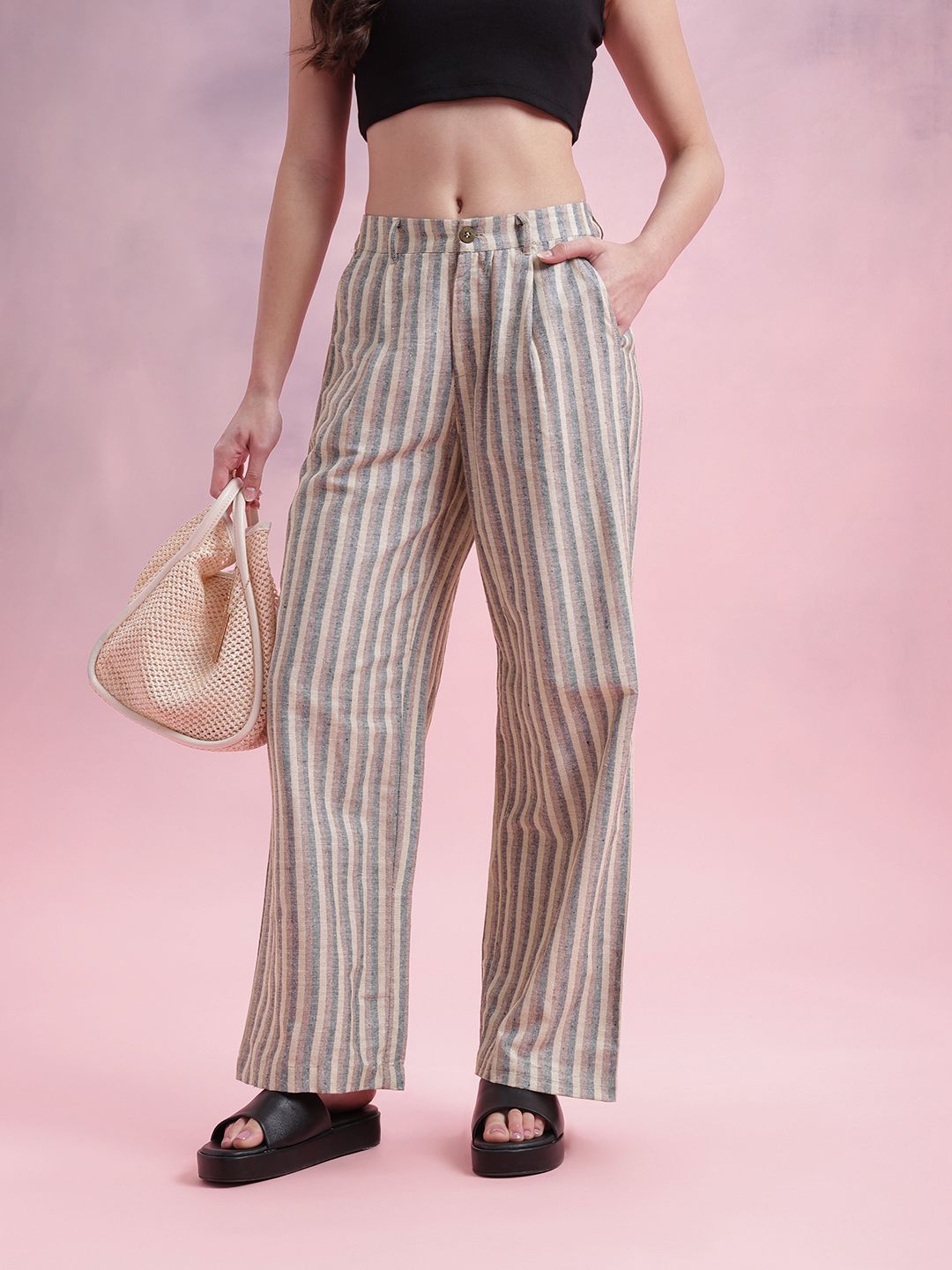 DressBerry Women Striped Trousers