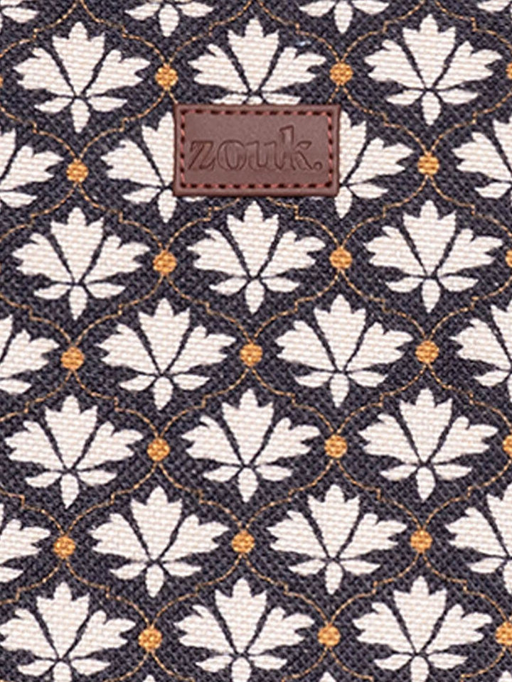 ZOUK Ethnic Motifs Printed Structured Jute Tote Bag