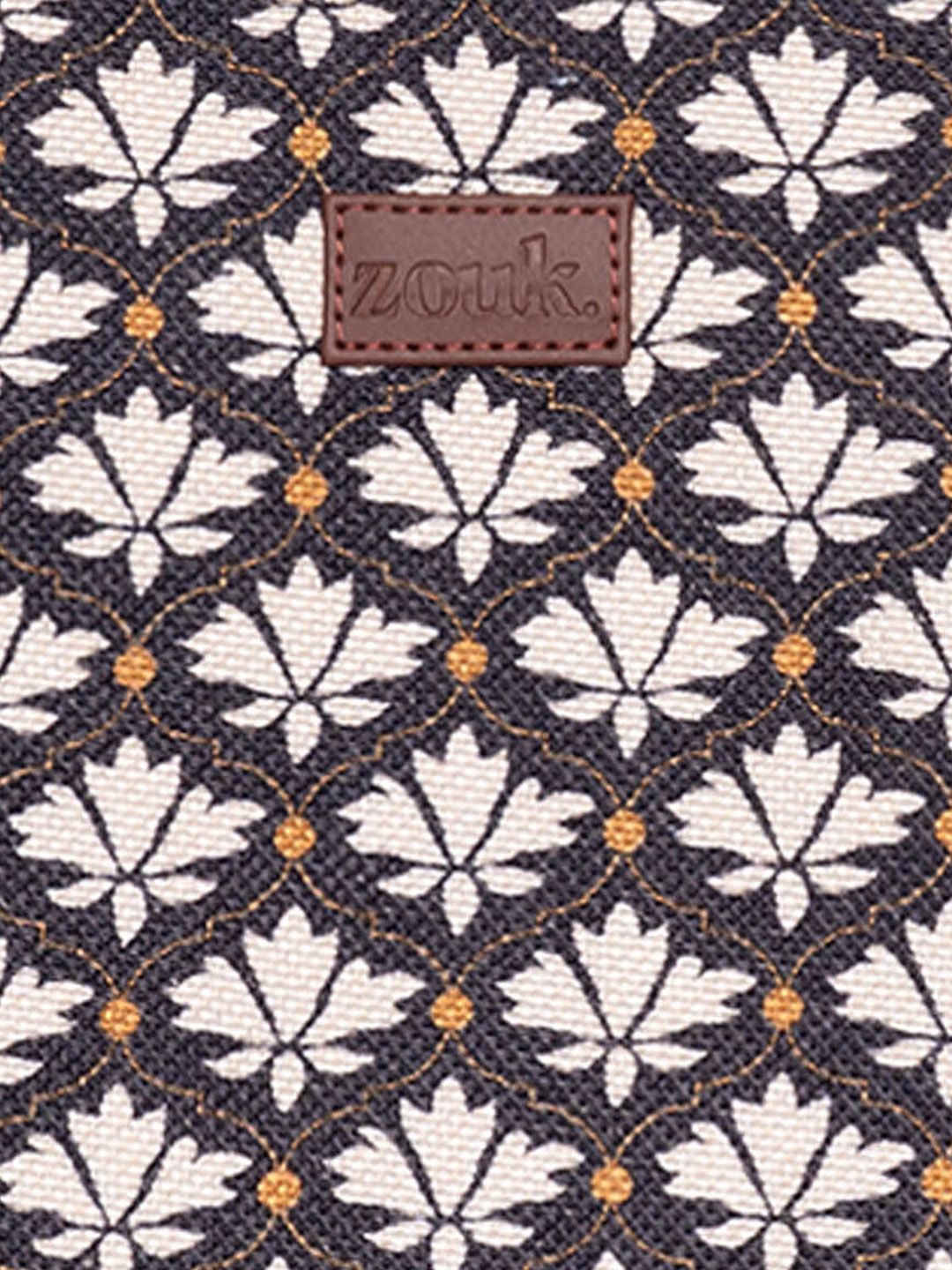 ZOUK Ethnic Motifs Printed Structured Jute Tote Bag