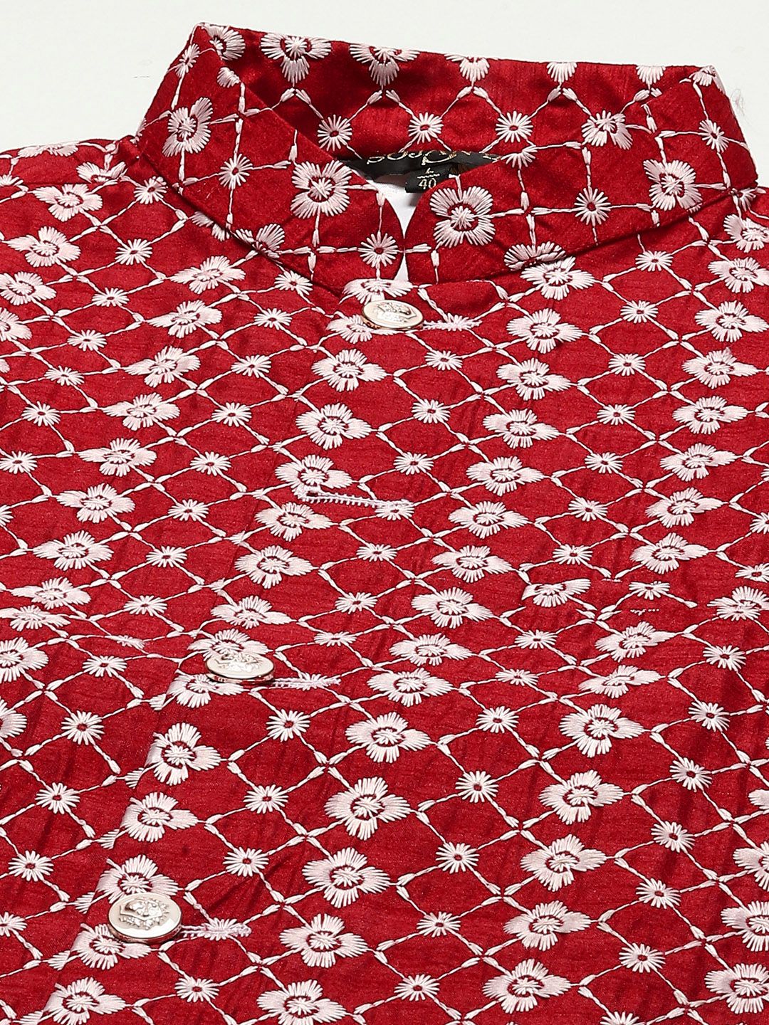 SOJANYA Men Woven Design Kurta with Churidar with Nehru Jacket