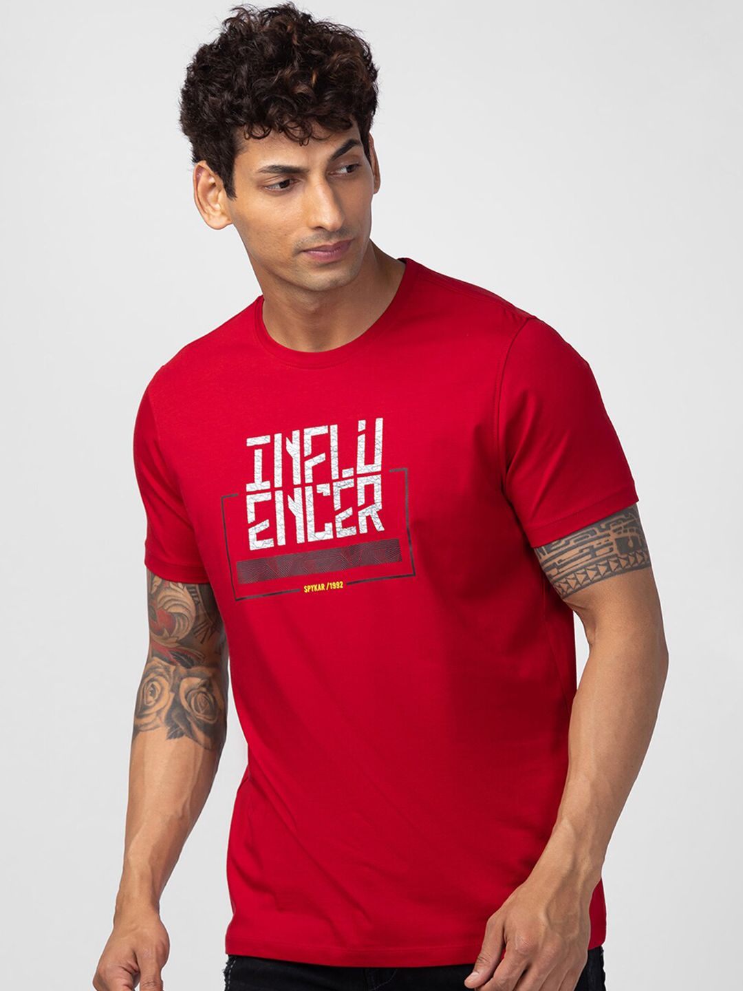 SPYKAR Men Typography Printed Slim Fit T-shirt