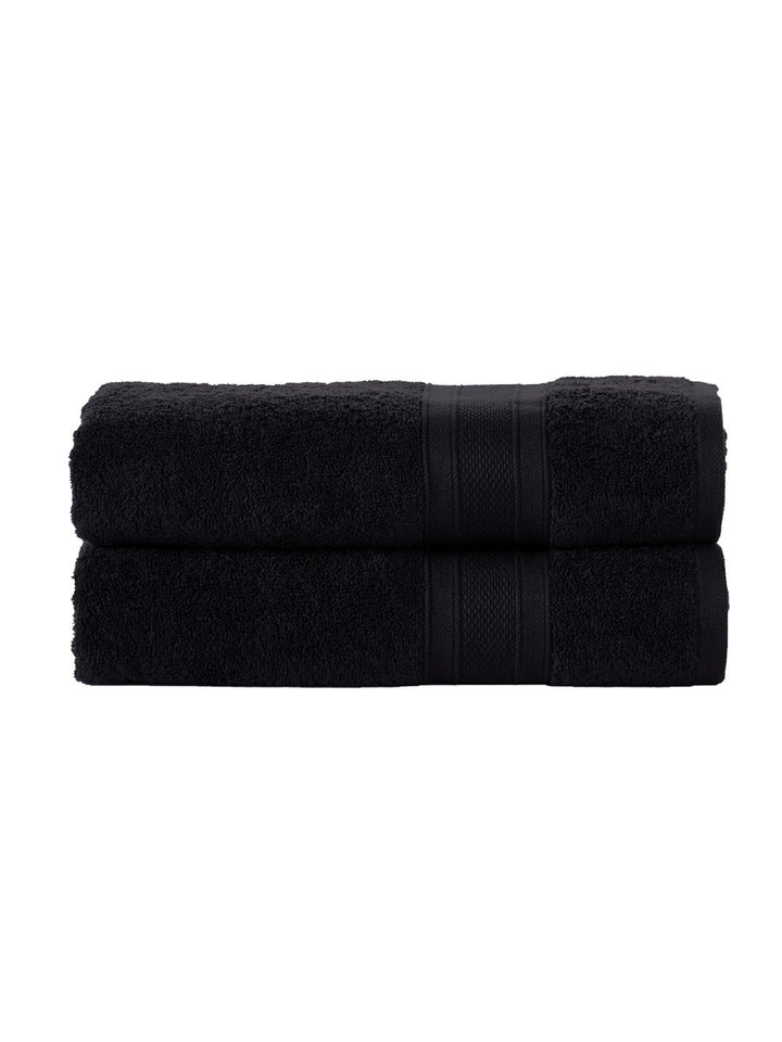 MYTRIDENT Black Set Of 2 500 GSM Pure Cotton Bath Towels