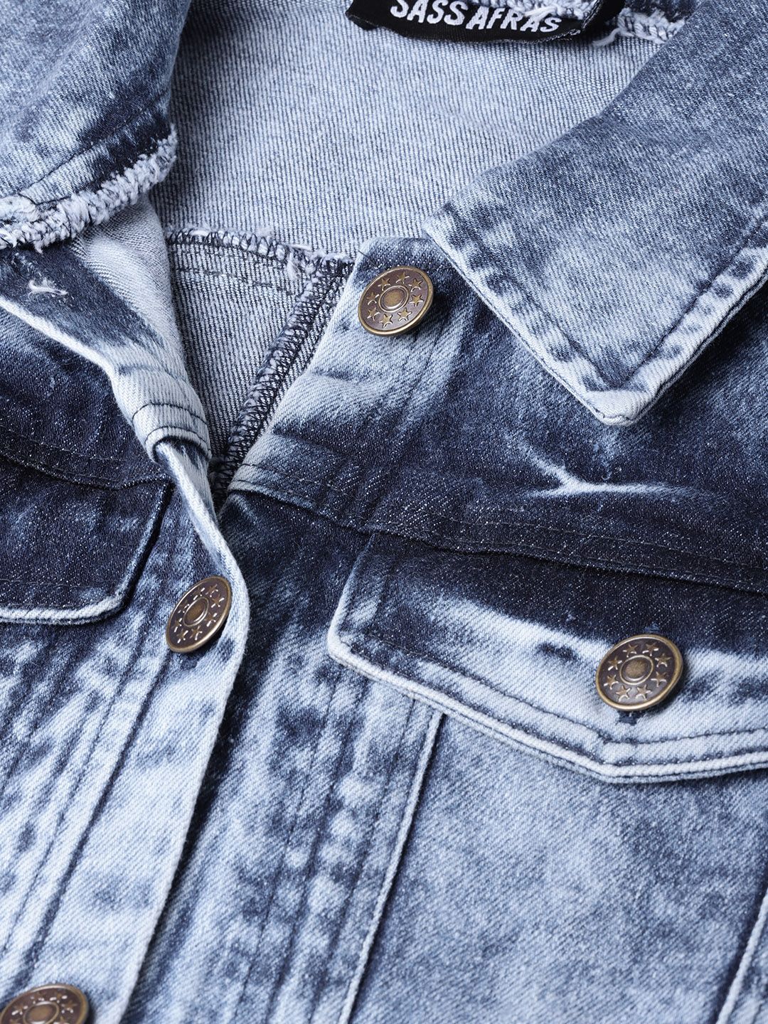 SASSAFRAS Women Blue Acid Wash Denim Jacket