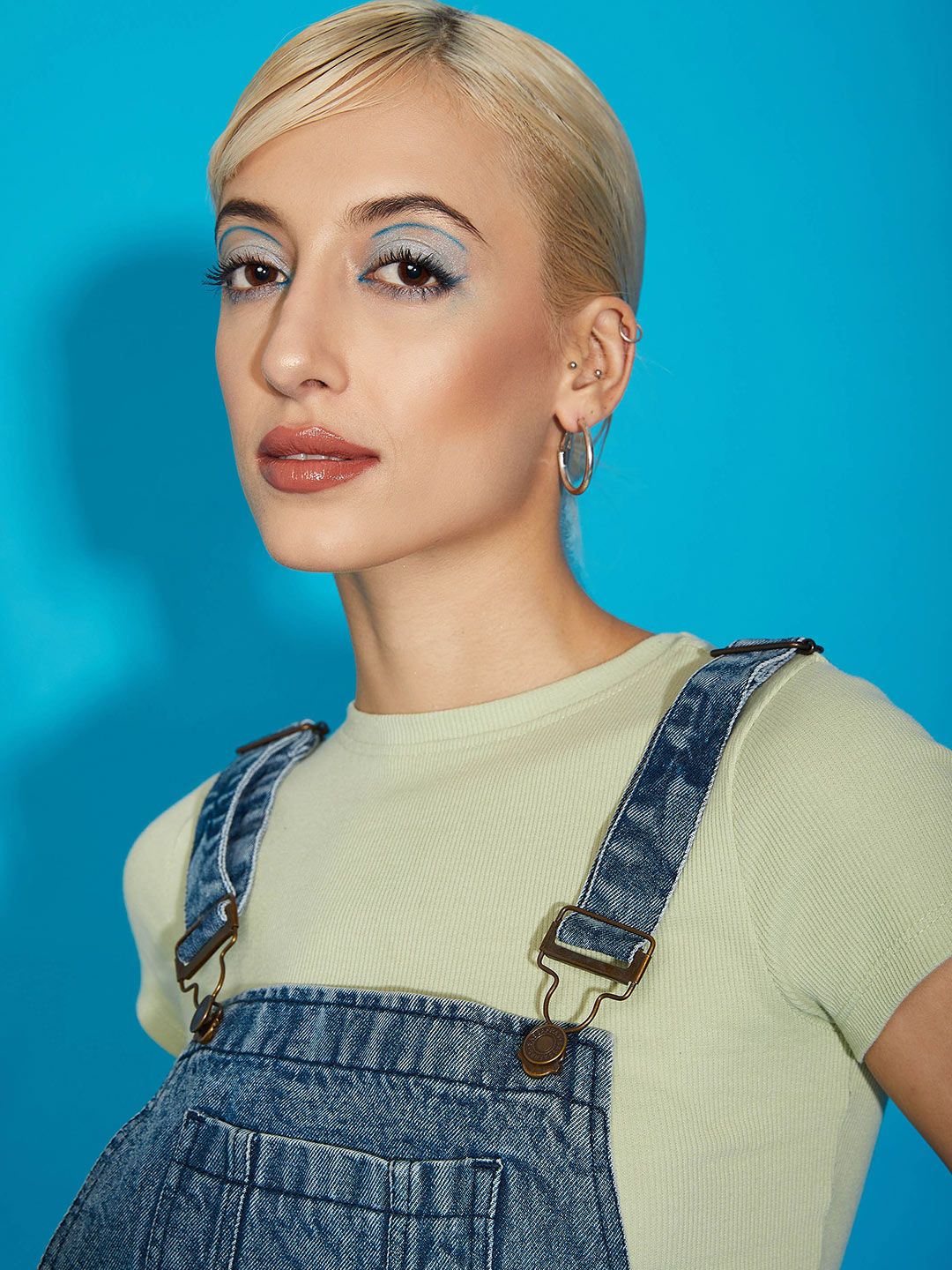 SASSAFRAS Women Blue Casual Denim Distressed Dungaree
