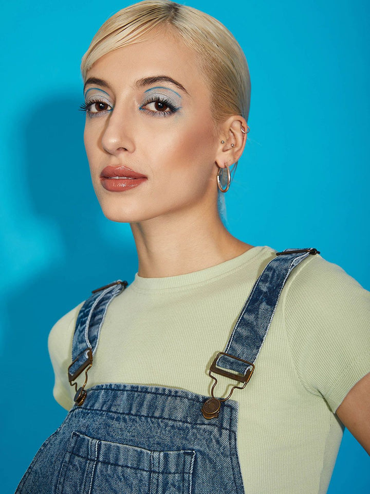 SASSAFRAS Women Blue Casual Denim Distressed Dungaree