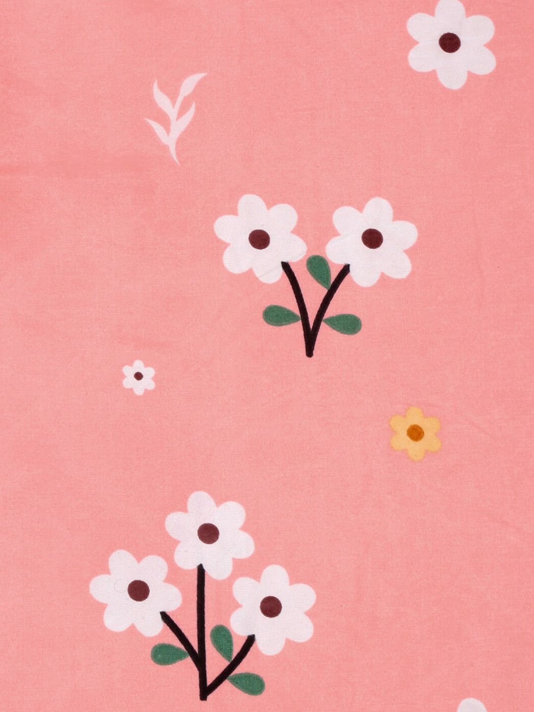 KLOTTHE Pink & White Floral Printed 300TC Fitted Double King Bedsheet With 4 Pillow Cover