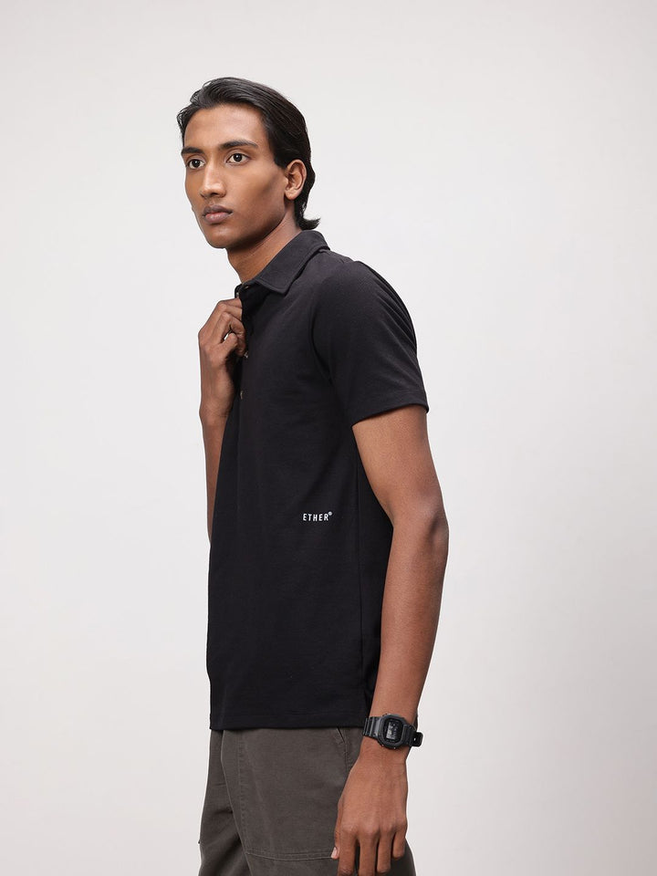 ether 365 Essentials Polo Collar Textured T-shirt