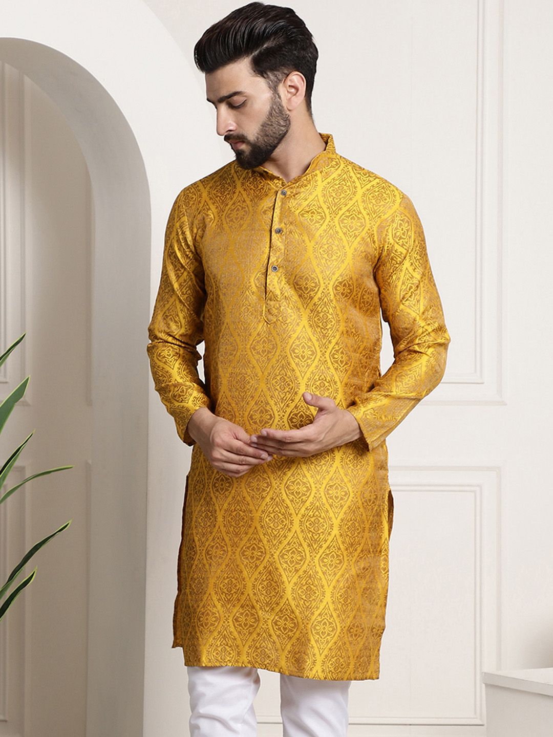 SOJANYA Motif Etnik Tenunan Rekaan Band Kolar Kurta Lurus