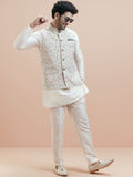 KISAH Mandarin Collar Jodhpuri Straight Kurta With Trousers & Nehru jacket