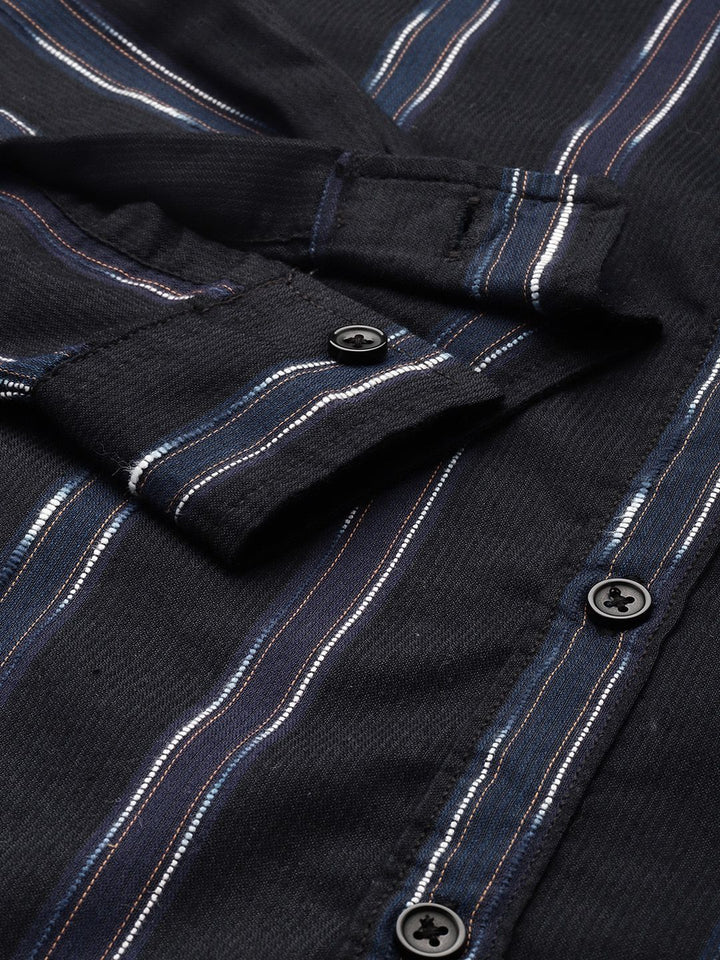 The Indian Garage Co Men Purple Slim Fit Striped Dobby Casual Shirt