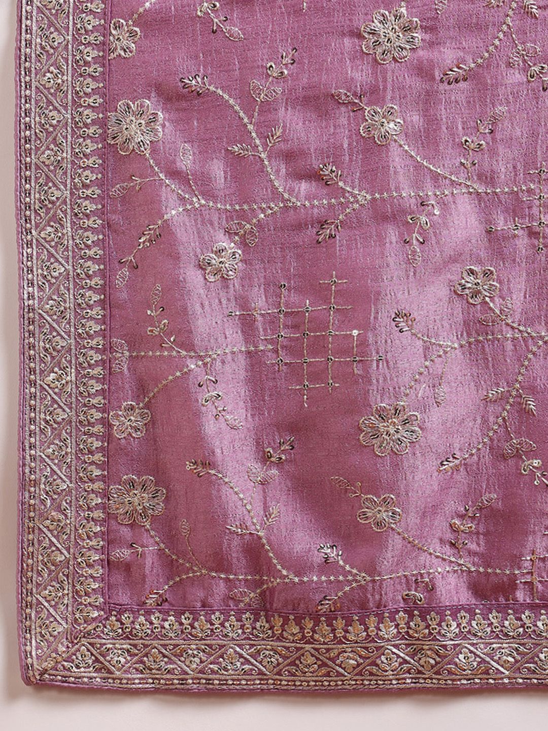 Kalini Floral bersulam bersulam Kurta & seluar lurus dengan Dupatta