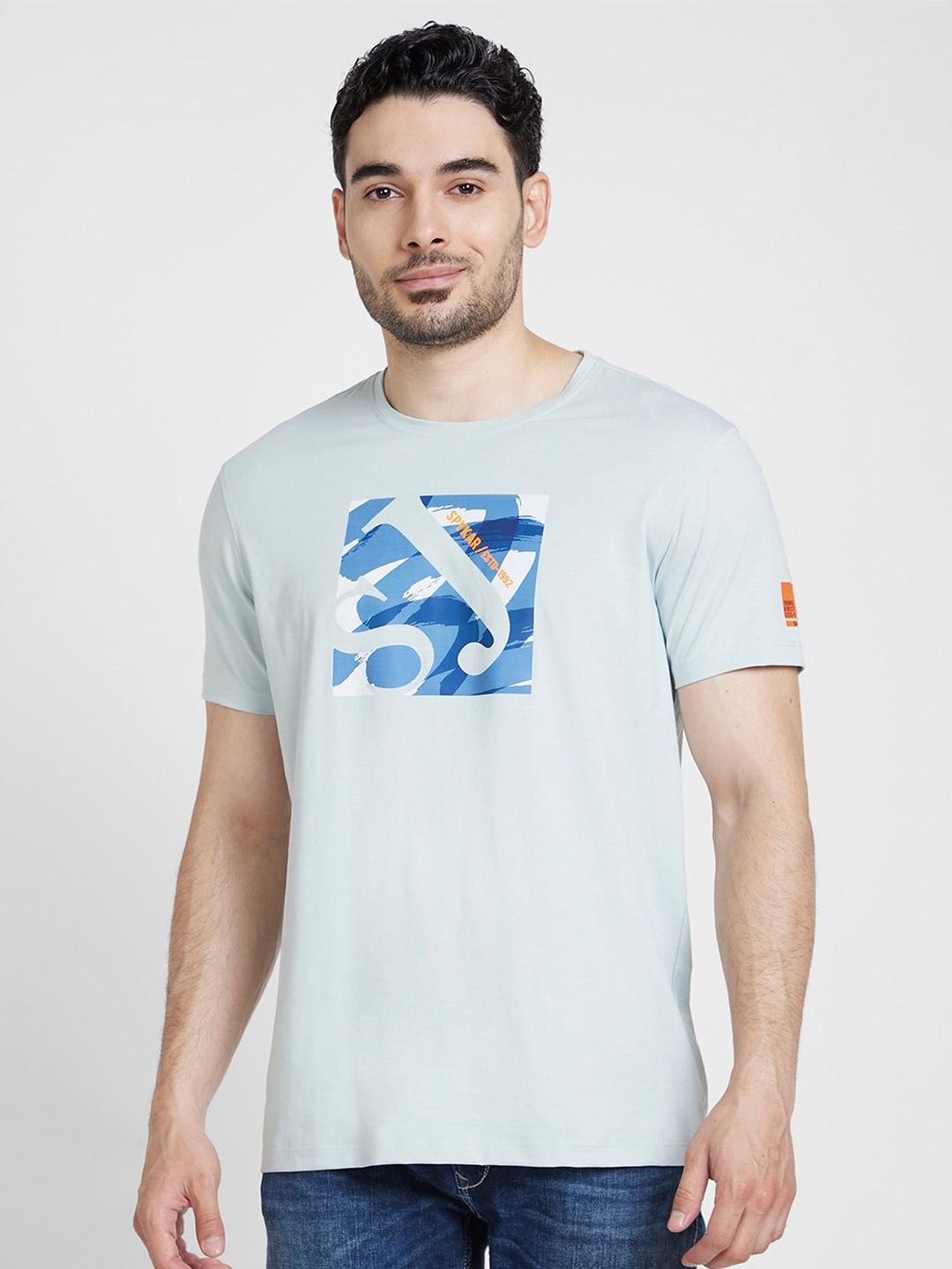 SPYKAR Typography Printed Slim Fit Cotton T-shirt