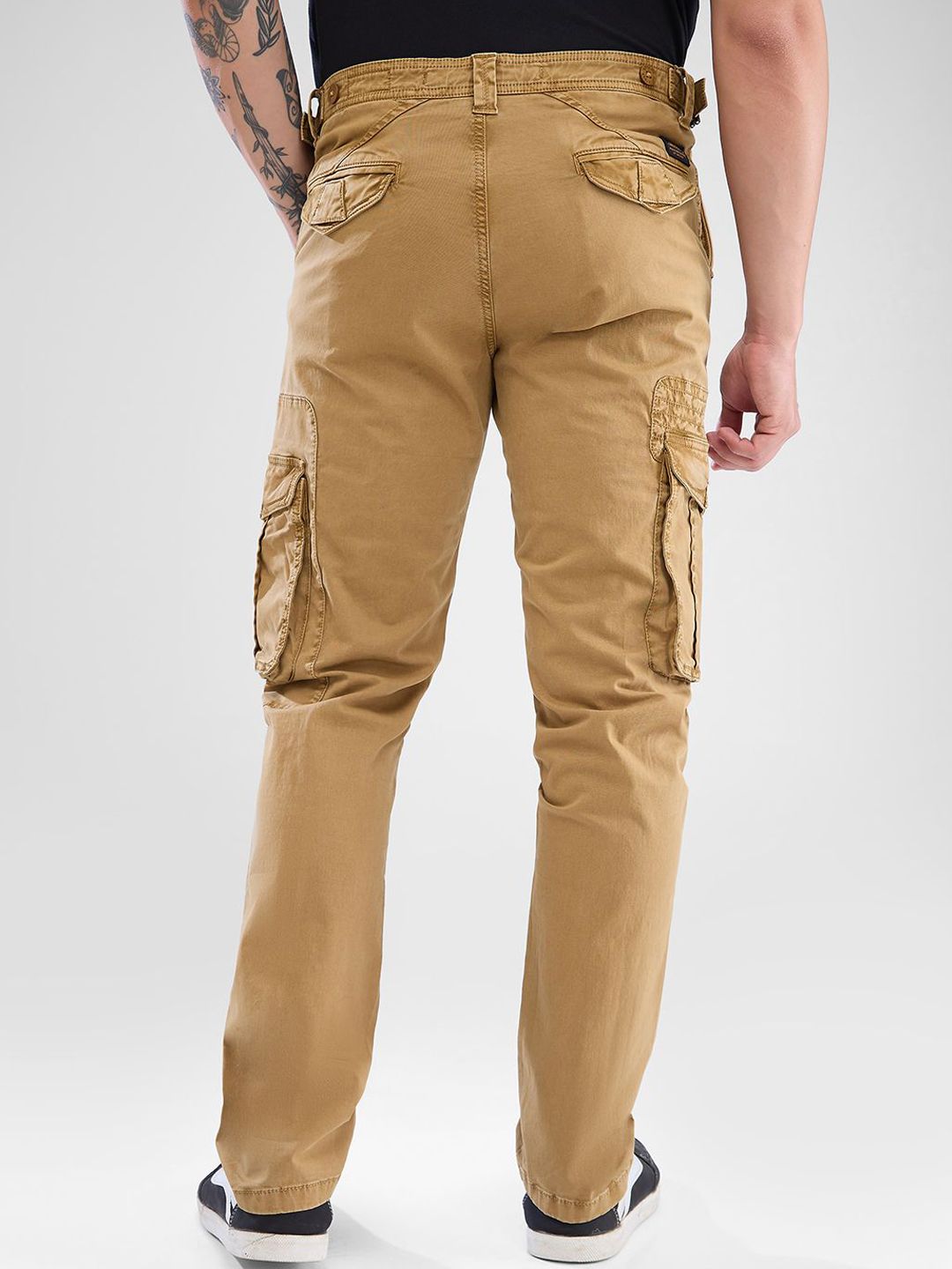 SPYKAR Regular Fit Solid Cargo Trousers