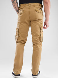 SPYKAR Regular Fit Solid Cargo Trousers
