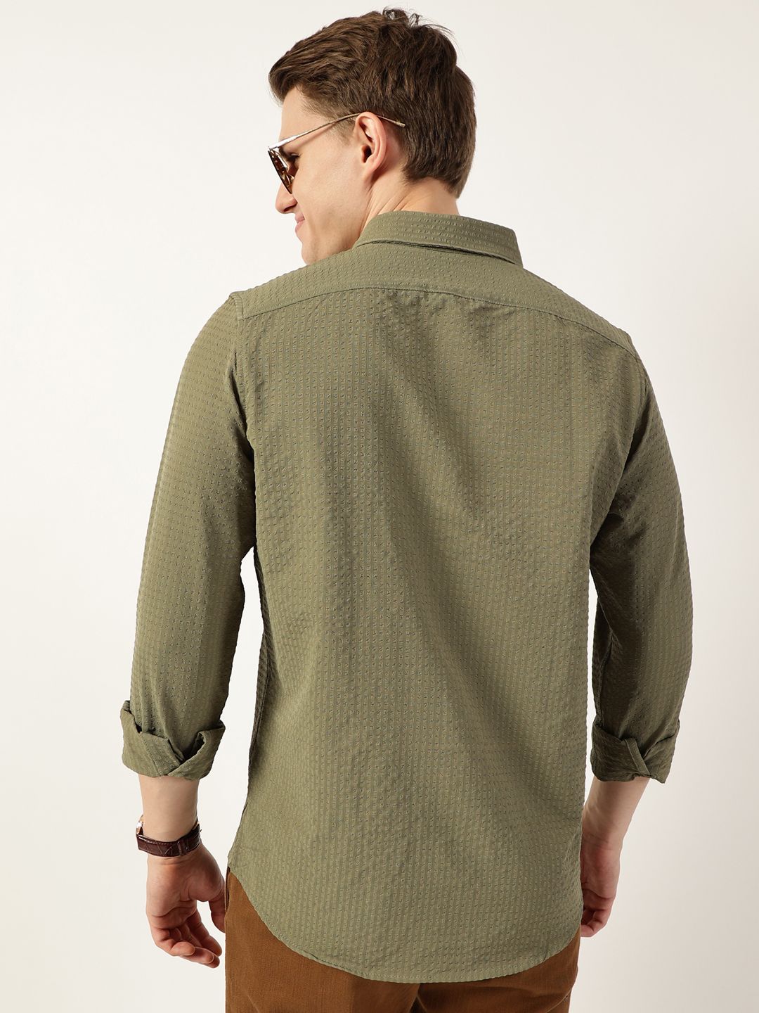Thomas Scott Men Smart Button-Down Collar Textured Slim Fit Casual Shirt