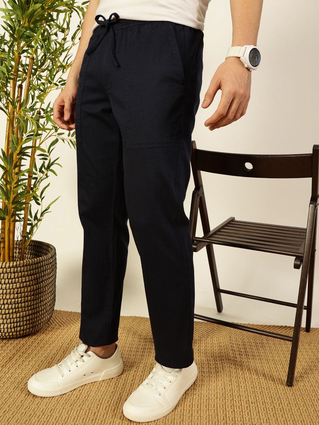 Thomas Scott Men Solid Smart Slim Fit Trousers