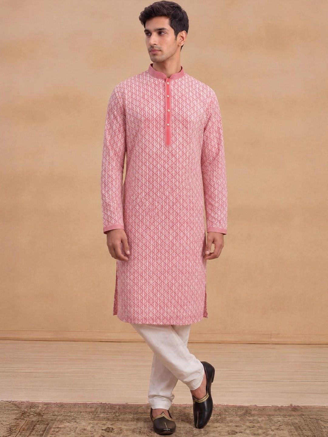 House of Chikankari Men Embellished Chikankari Kurta
