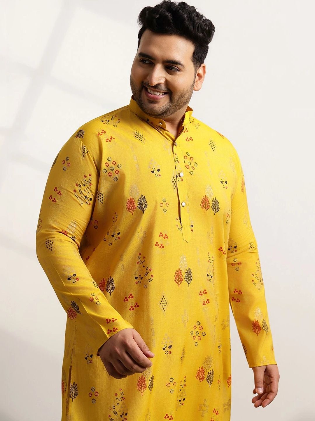 SOJANYA PLUS Motif Etnik Lelaki Bercetak Kurta Biasa dengan Piyama