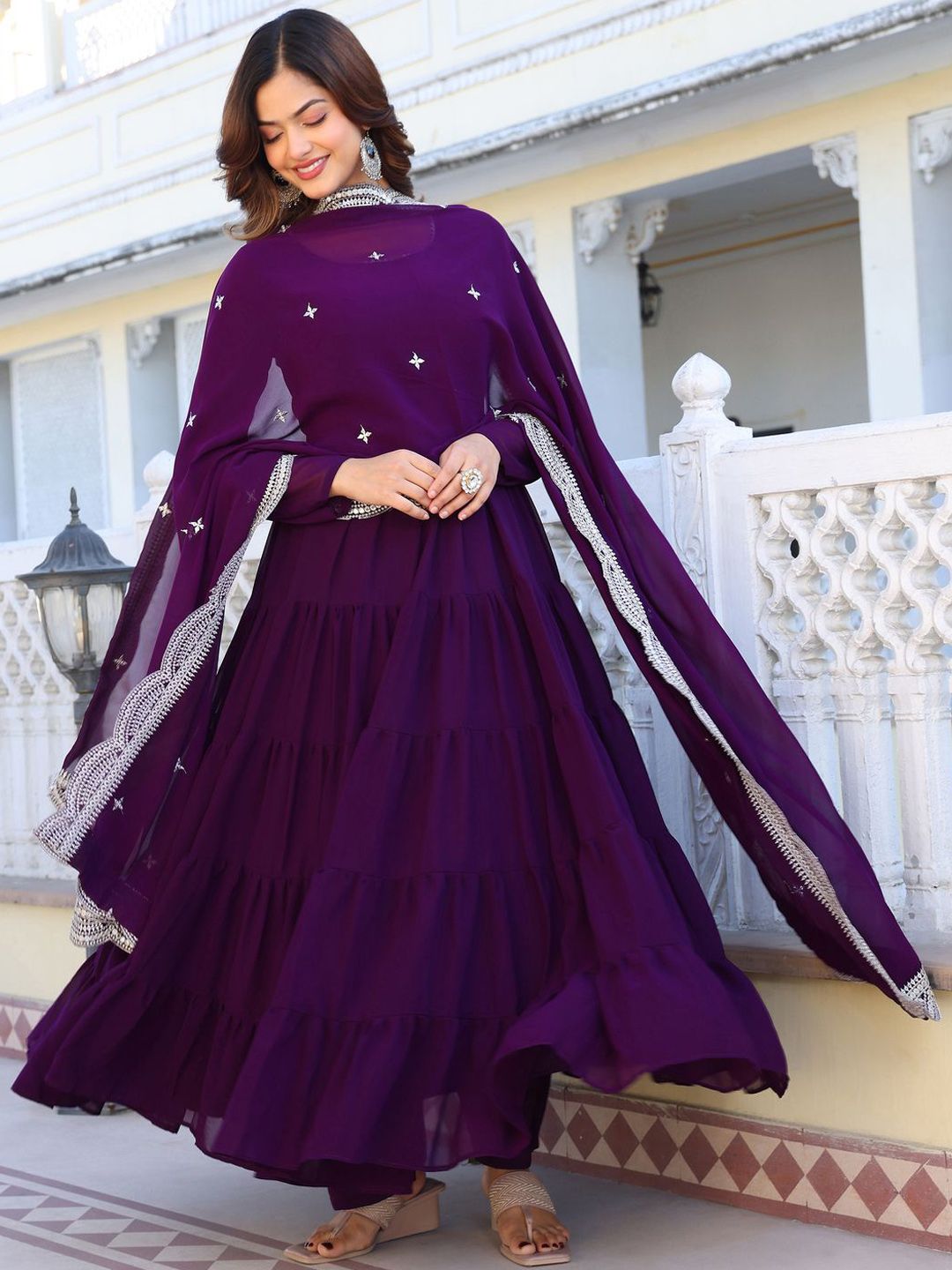 KALINI Women Ethnic Motifs Layered Kurta with Pyjamas & With Dupatta