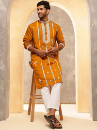 Anouk Men Floral Embroidered Regular Kurta with Pyjamas