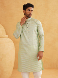 SOJANYA Ethnic Motifs Woven design Band Collar Straight Kurta With Churidar