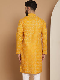 Anouk Men Mustard Yellow Ethnic Motifs Mirror Work Kurta