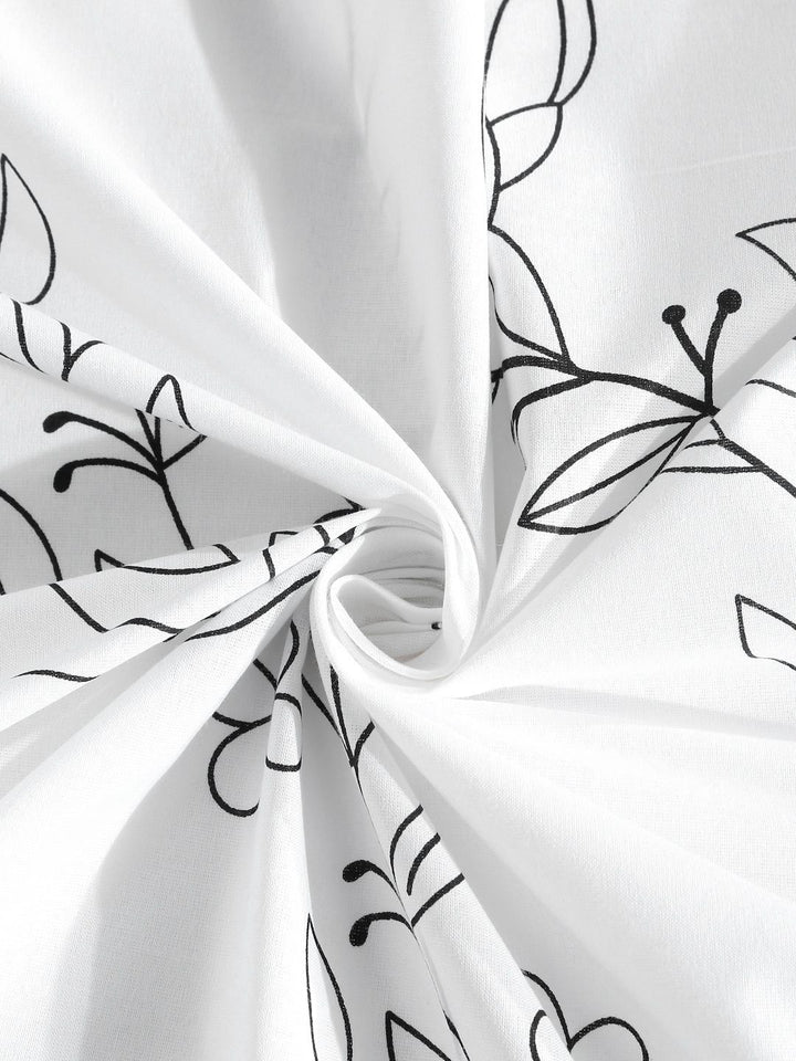Myntra Elegant Homes White Floral 400 TC Cadar dengan 2 Sarung Bantal
