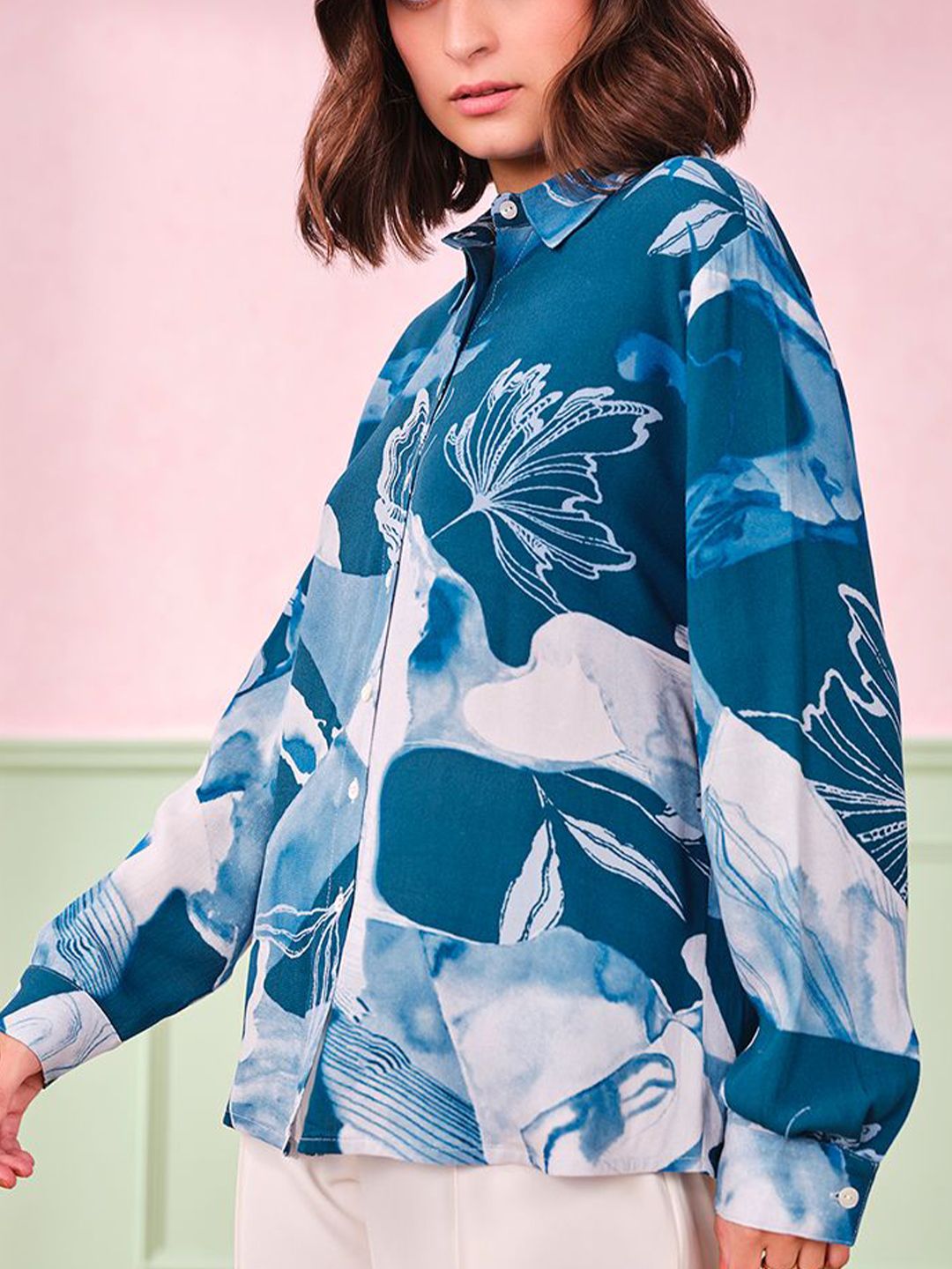 AND Floral Print Shirt Style Top