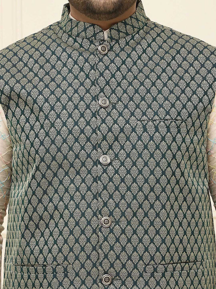 SOJANYA PLUS Men Printed Nehru Plus Size Jacket