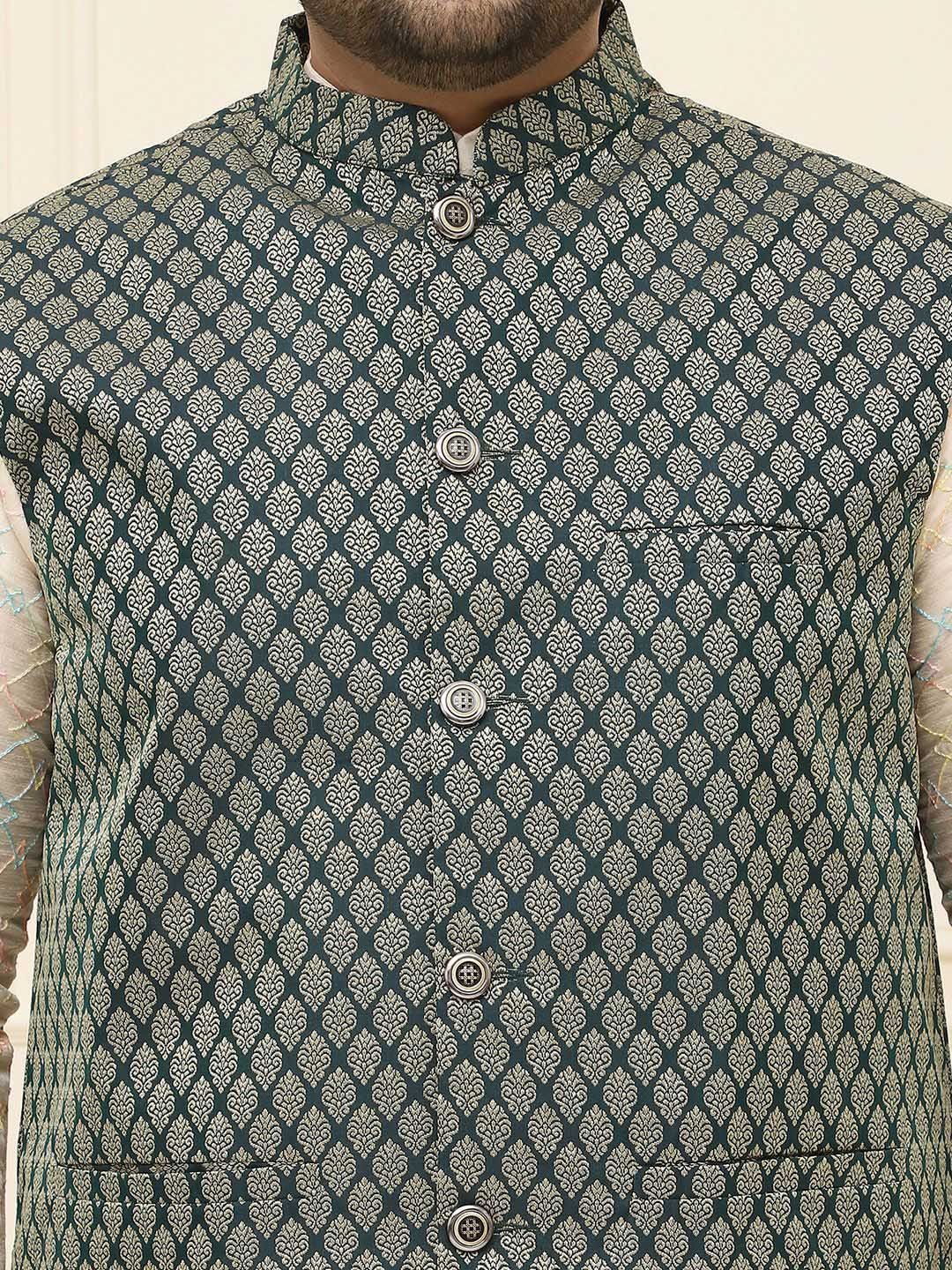 SOJANYA PLUS Men Printed Nehru Plus Size Jacket