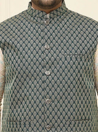 SOJANYA PLUS Men Printed Nehru Plus Size Jacket