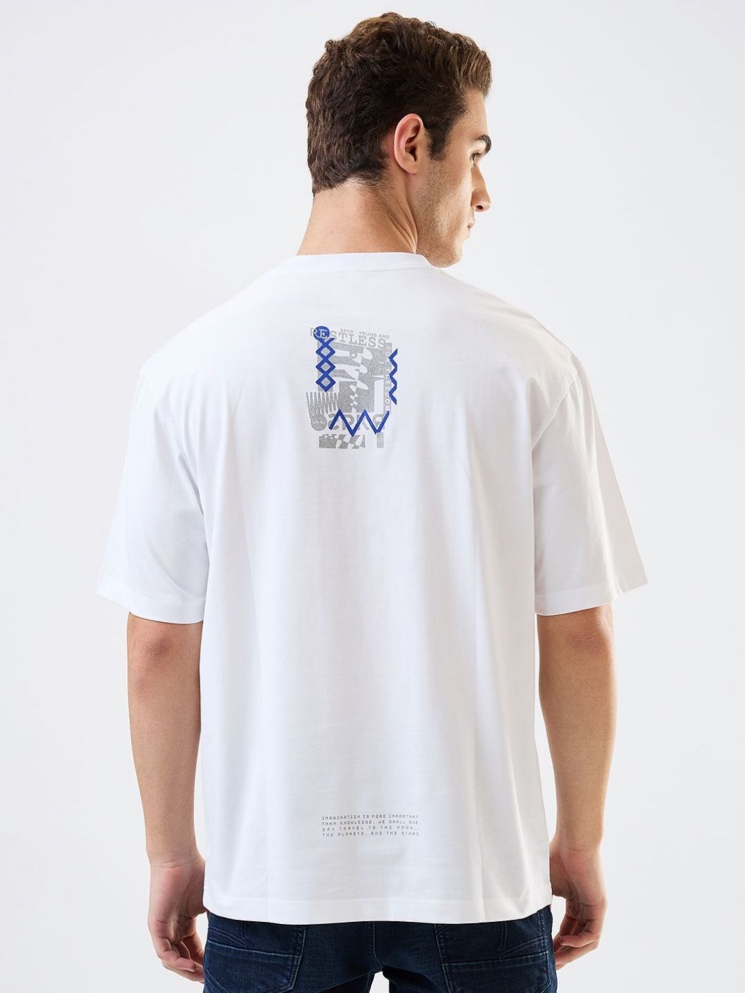 SPYKAR Men Abstract Printed Round Neck Cotton Relaxed Fit T-shirt