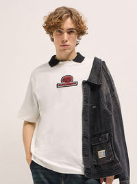 THE BEAR HOUSE Men Printed Pure Cotton Applique Oversized T-shirt
