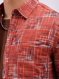 The Indian Garage Co Men Cutaway Collar Checked Cotton Slim Fit Casual Shirt
