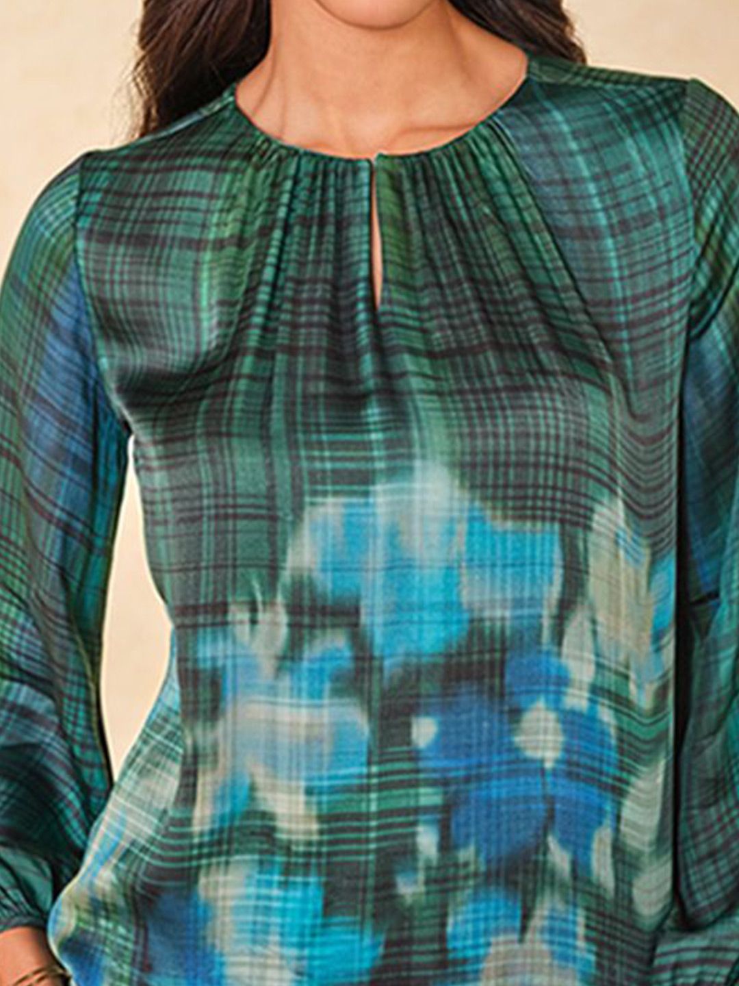 AND Women Floral Printed Keyhole Neck Top