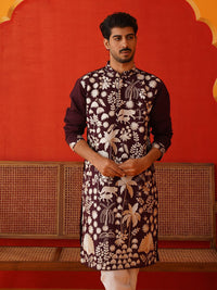 Jompers Men Floral Embroidered Regular Chikankari Kurta with Pyjamas