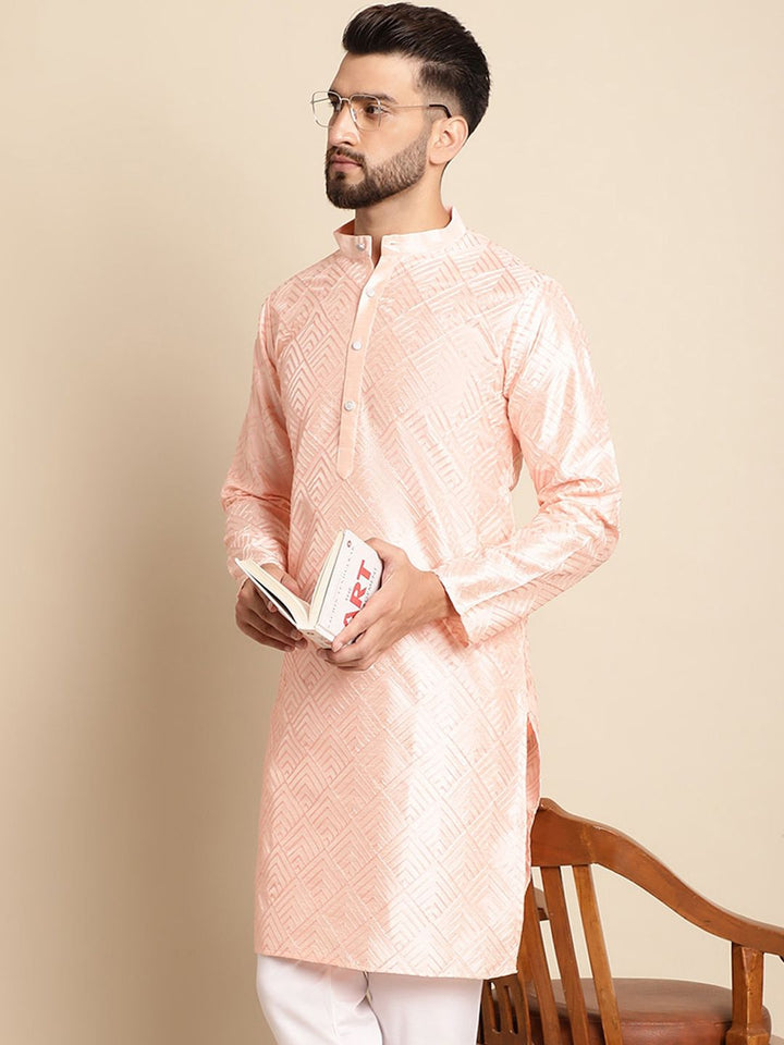 Kurta Kapas Sutera Sulaman Geometri Anouk Kolar Mandarin