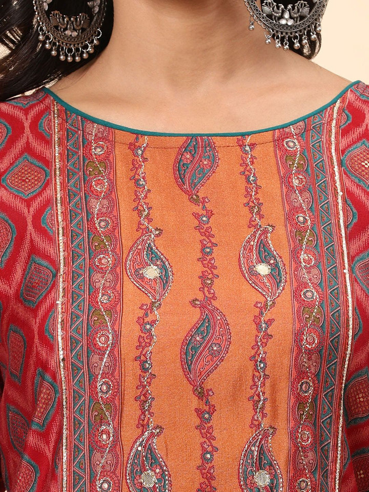 Mamicha Women Floral Embroidered Regular Pure Cotton Kurta with Trousers & With Dupatta