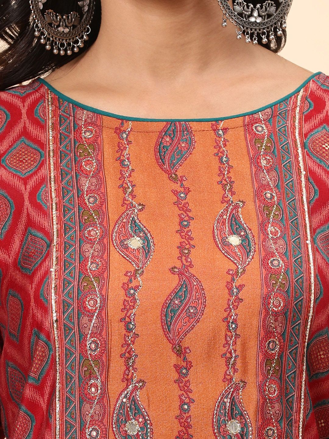 Mamicha Women Floral Embroidered Regular Pure Cotton Kurta with Trousers & With Dupatta