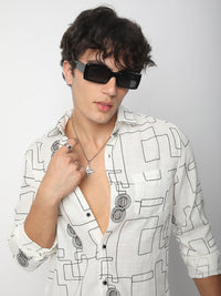 VASTRADO Men Classic Spread Collar Textured Cotton Slim Fit Casual Shirt