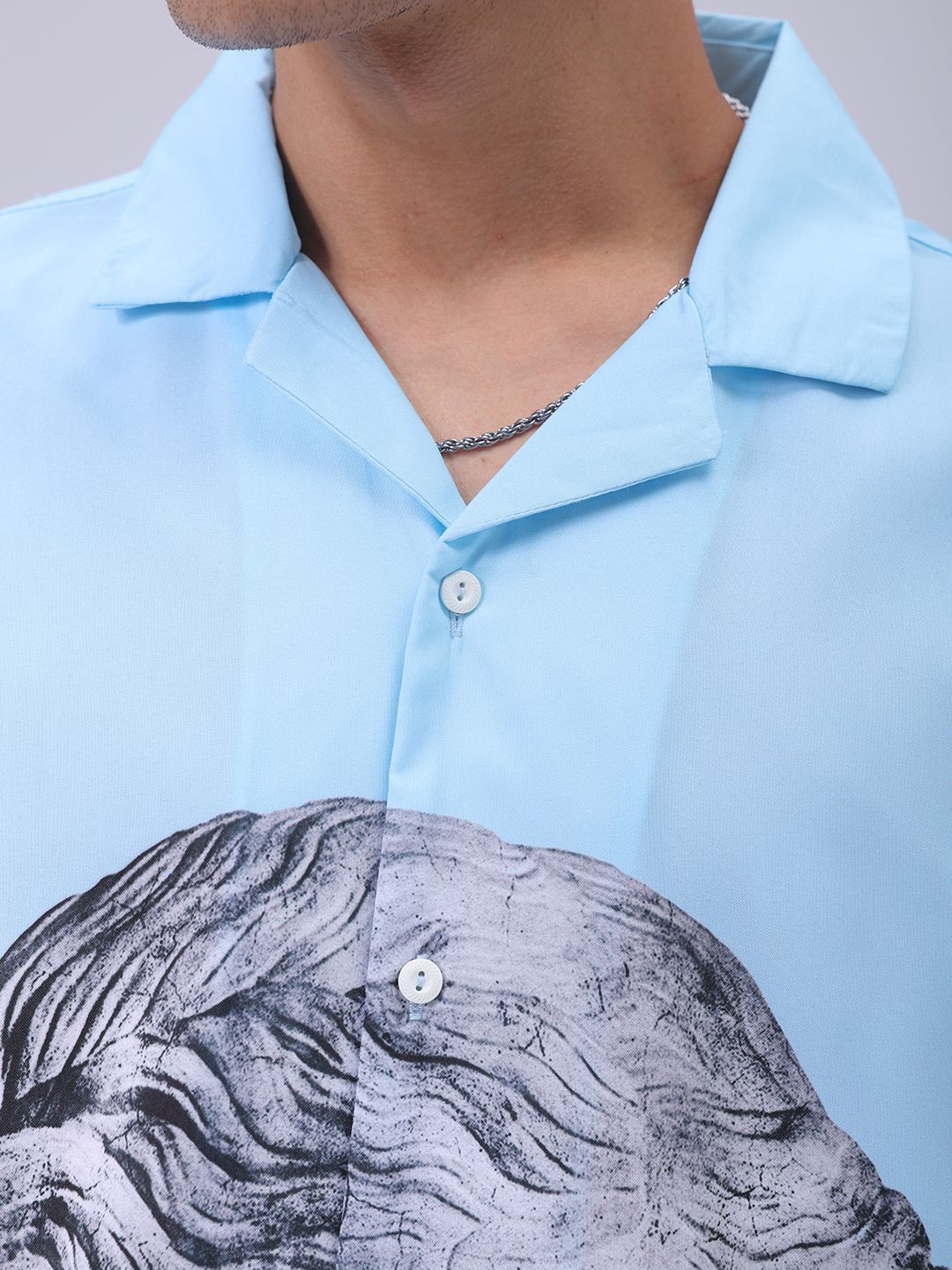 The Indian Garage Co Men Cuban Collar Graphic Printed Oversized Resortwear Shirt