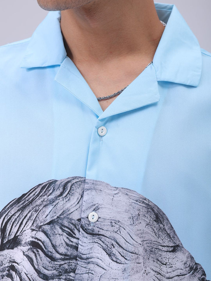 The Indian Garage Co Men Cuban Collar Graphic Printed Oversized Resortwear Shirt