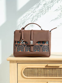 Zouk Peacock Motif Dicetak Satchel Struktur